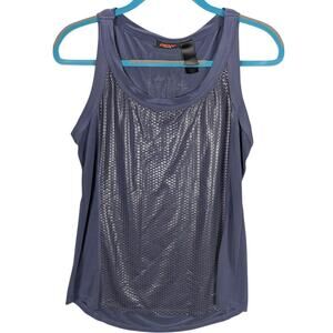 DKNY Active Shirt Womens Large Purple Sleeveless Crew Neck Breathable Mesh